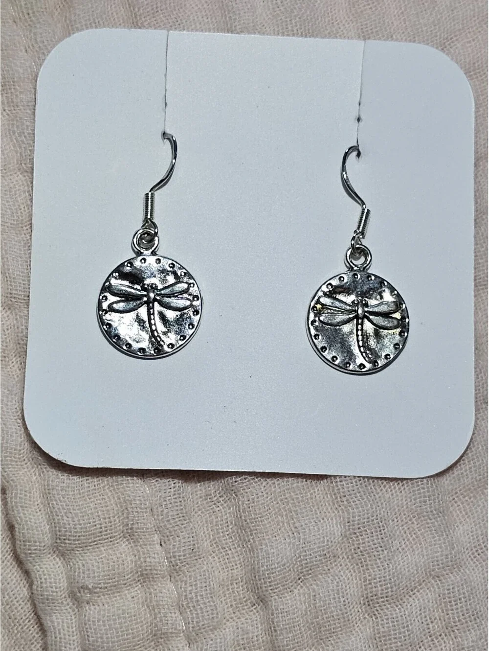 Lot Of 2 NWT Silver Earrings Dragonfly Dreamcatcher Drop Hook
